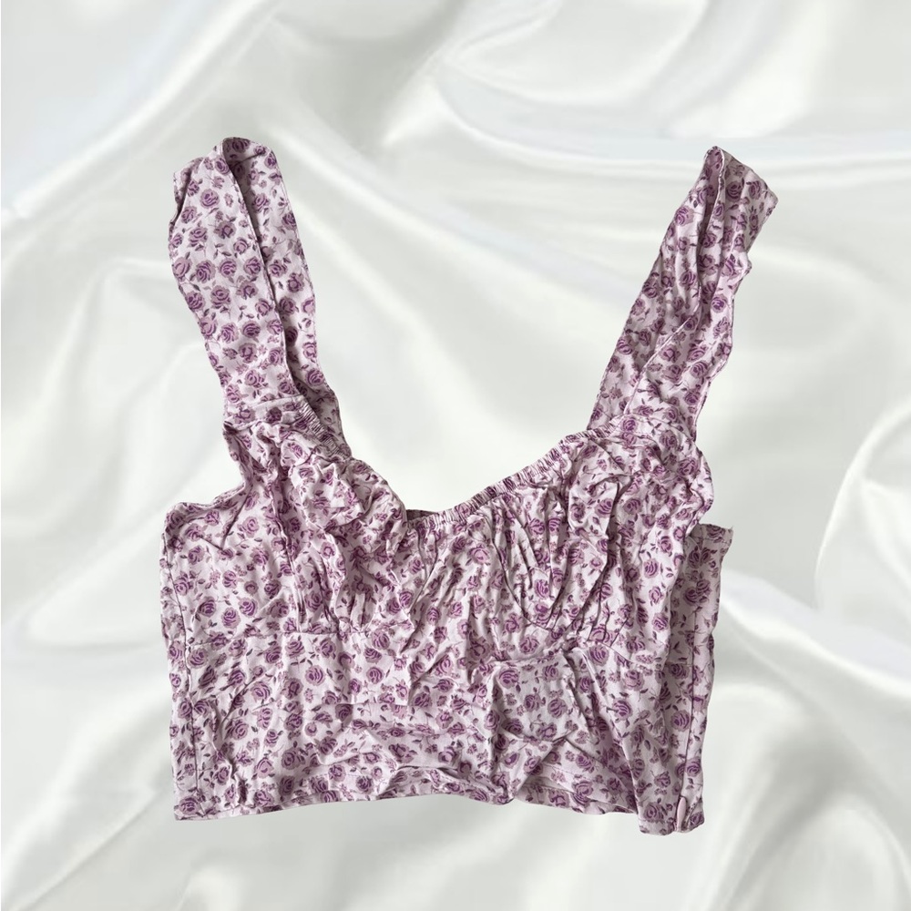 Motel Floral Purple Crop Top